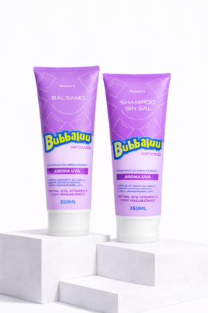 Pack Shampoo + Bálsamo Bubbaluu – Aroma Uva Intenso Sin Sal ·